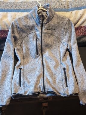 Avalanche Light Heather Gray Full-Zip Jacket with Black Trim